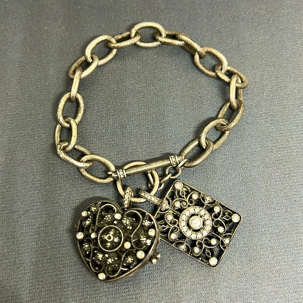 Silver filigree locket bracelet